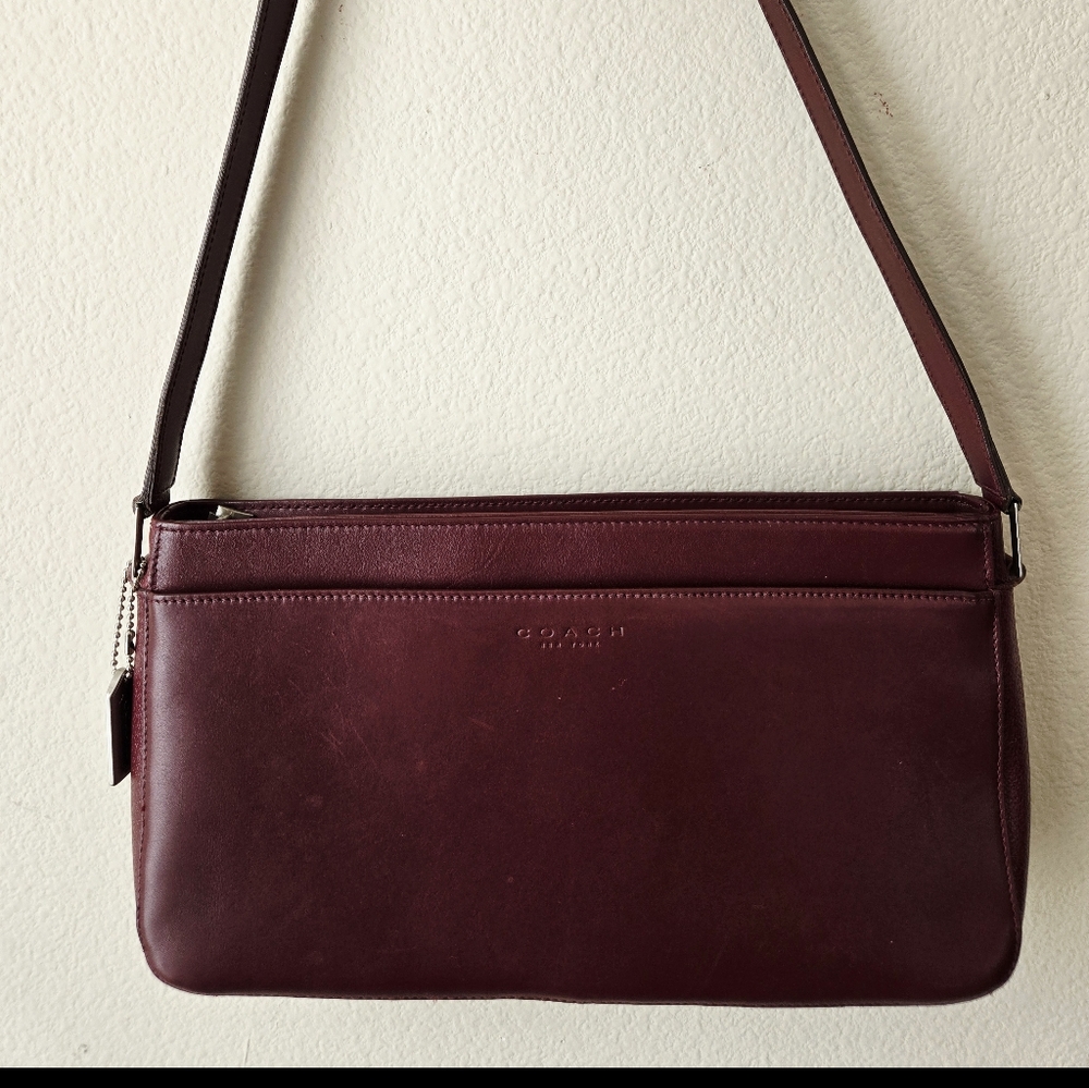 Coach Currant Red Burgundy Bridle Zip Calfskin Italy 6712 Bag Purse Hangtag